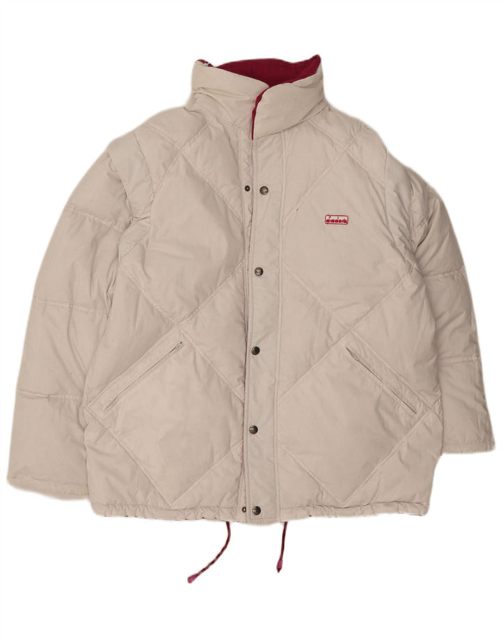 Jaqueta acolchoada masculina reversível de ajuste solto Diadora UK 38 poliéster rosa médio
