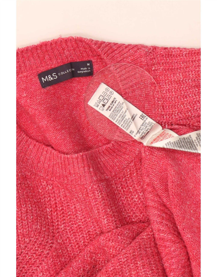 Suéter feminino Marks & Spencer com gola redonda Reino Unido 14 médio rosa manchado