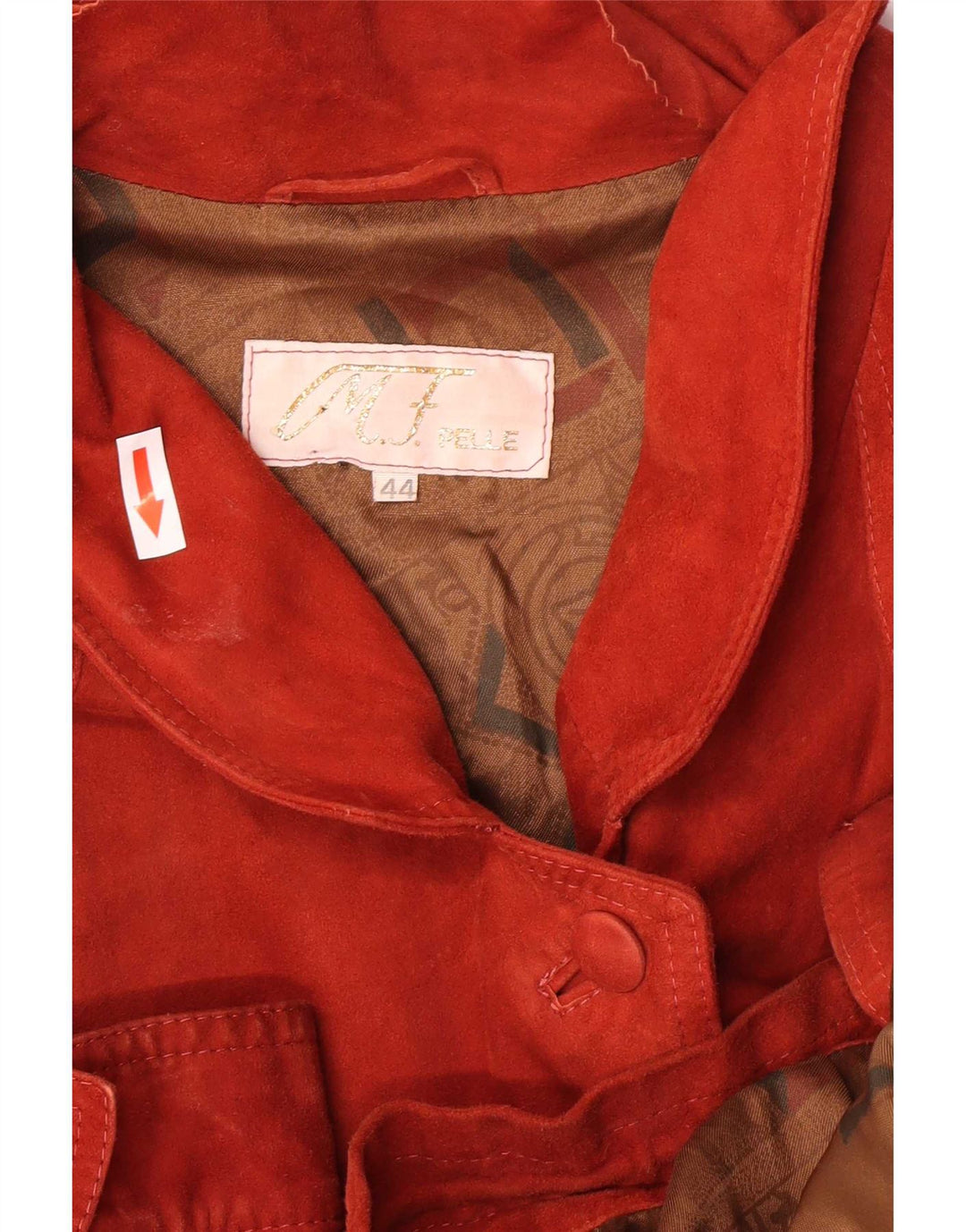 Jaqueta feminina vintage de camurça grande IT 44 couro vermelho médio