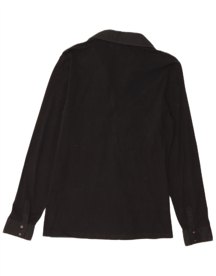 Camisa polo feminina MARINA MILITARE de manga comprida UK 18 XL algodão preto