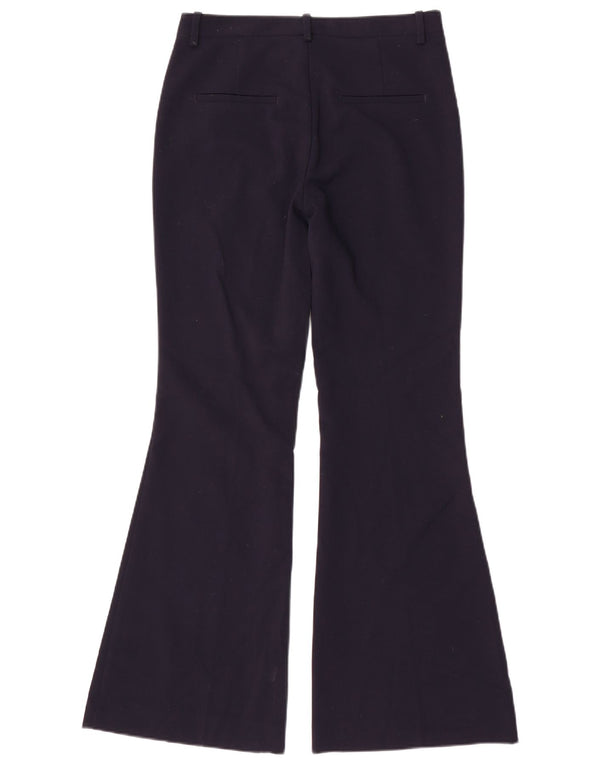 Calça feminina Zara Flare casual pequena W26 L31 azul marinho poliéster