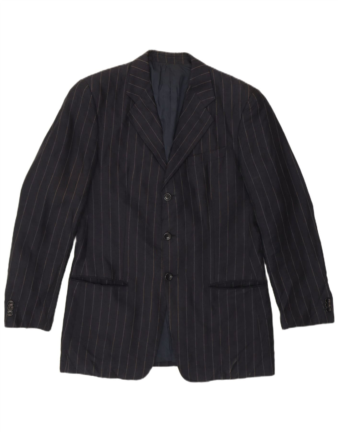 Jaqueta Blazer Masculina Armani Collezioni IT 48 Pequena Risca Azul Marinho