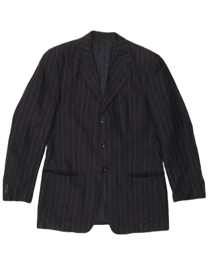 Jaqueta Blazer Masculina Armani Collezioni IT 48 Pequena Risca Azul Marinho