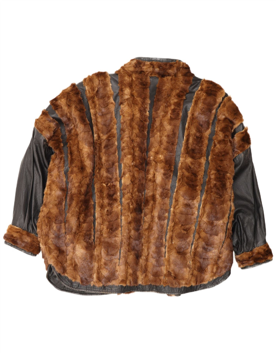 Jaqueta feminina vintage de couro reversível grande Reino Unido 20 2XL marrom