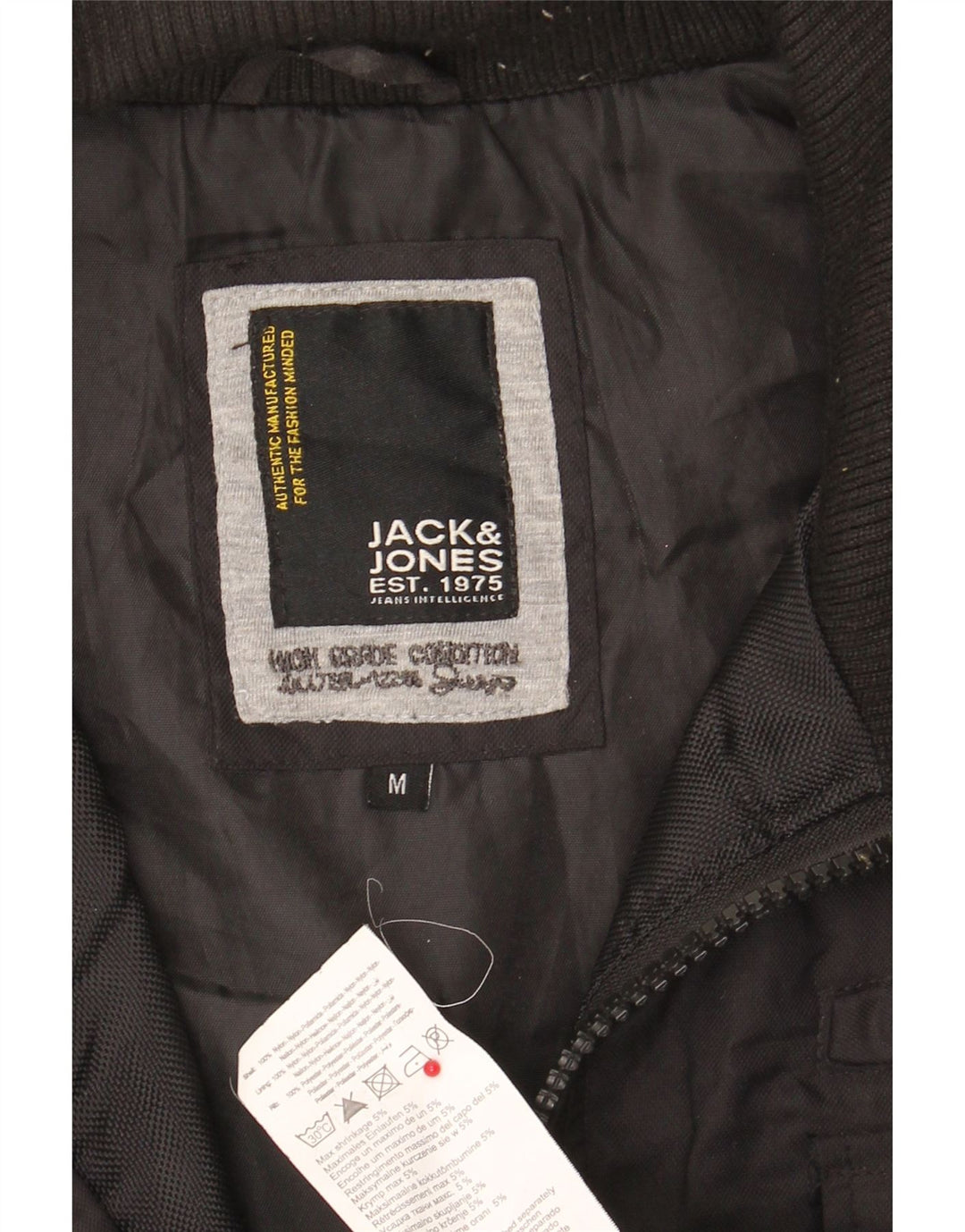 Jaqueta bomber masculina Jack & Jones Reino Unido 38 nylon preto médio