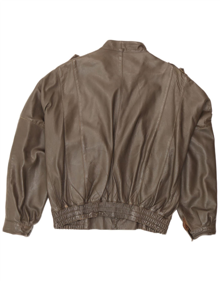 Jaqueta de couro masculina vintage IT 52 XL couro marrom