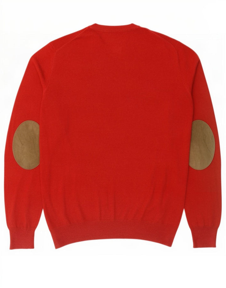 Suéter masculino Massimo Dutti com decote em V médio algodão vermelho