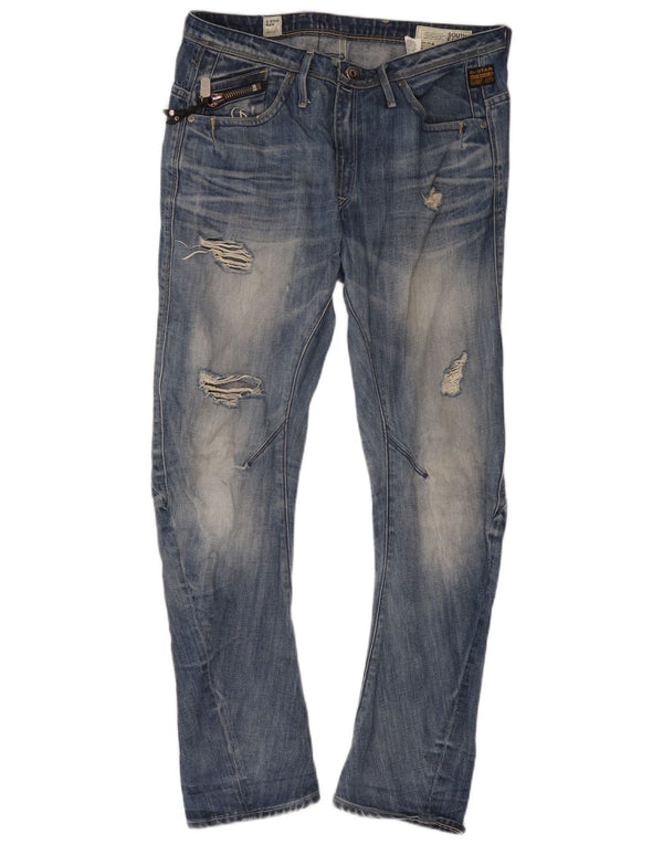 Calça jeans slim masculina G-Star desgastada W29 L32 algodão azul