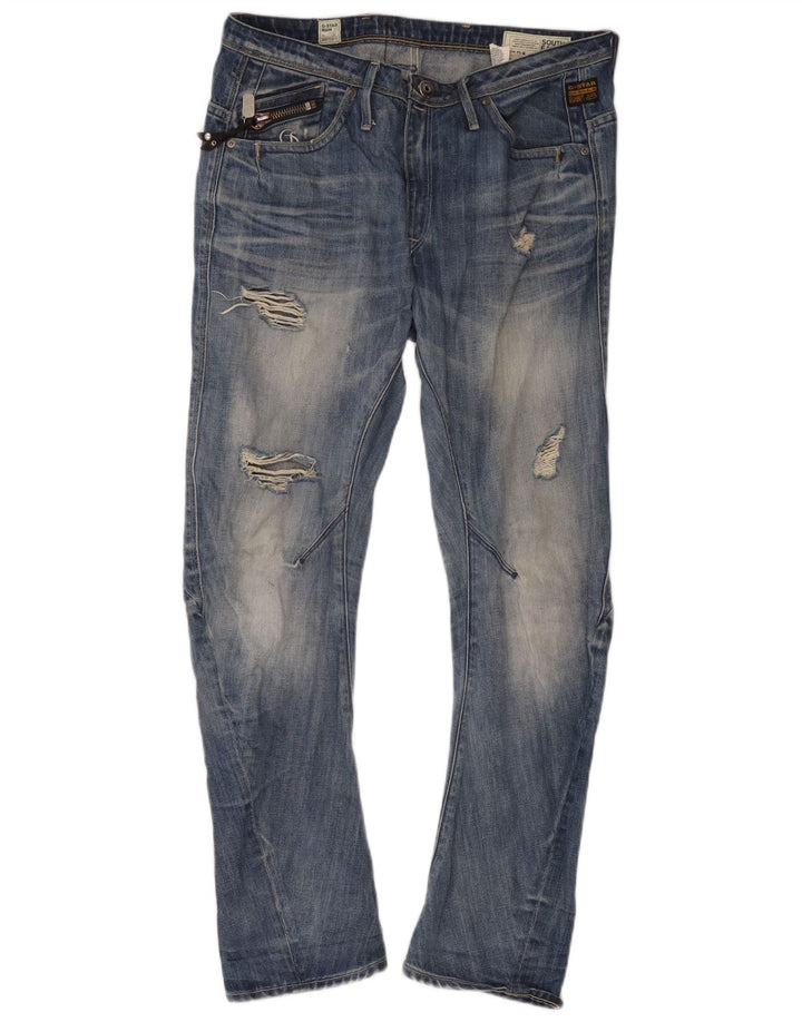 Calça jeans slim masculina G-Star desgastada W29 L32 algodão azul