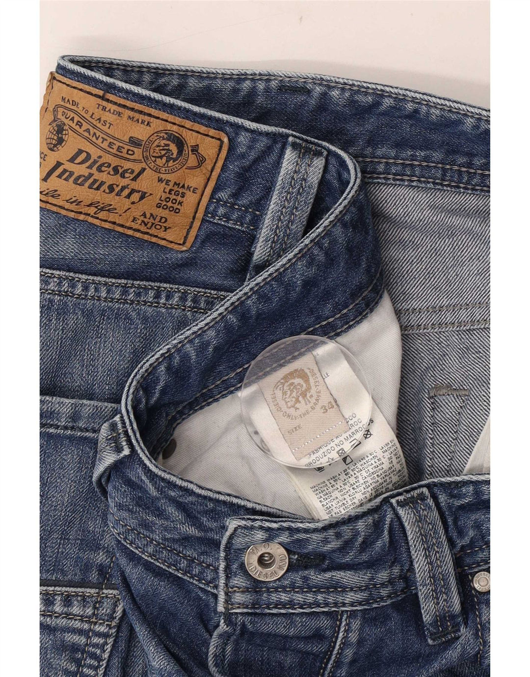 Jeans retos masculinos Diesel W34 L34 algodão azul
