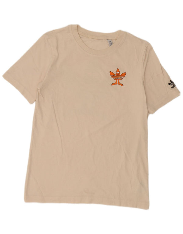 Adidas Mens Graphic T-Shirt Top Pequeno Off White Algodão