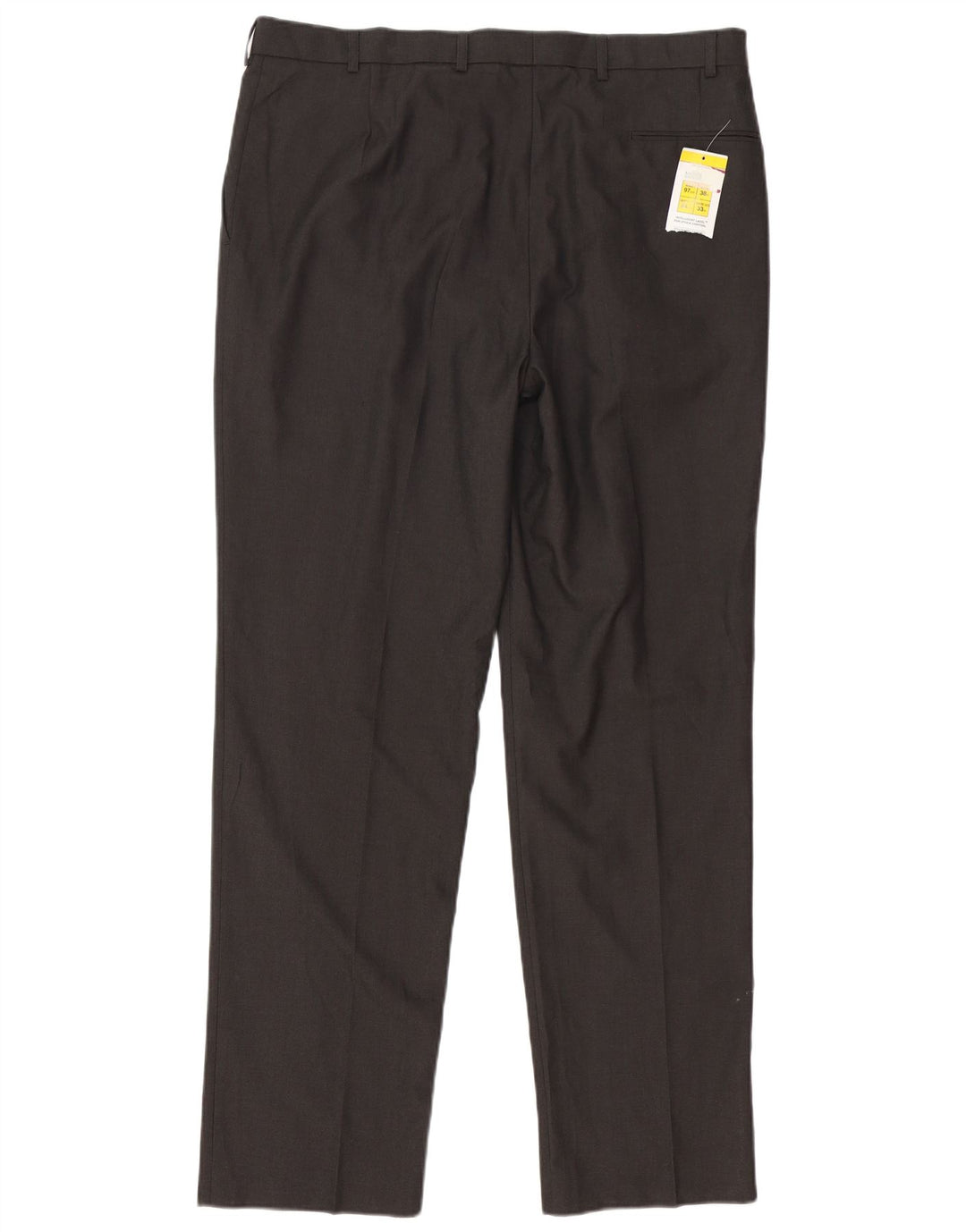 Calça masculina de terno reto Marks & Spencer W38 L33 poliéster marrom