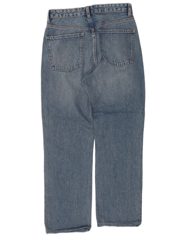 Zara Calça Jeans Feminina Crop Straight EU 38 Pequeno W28 L25 Azul