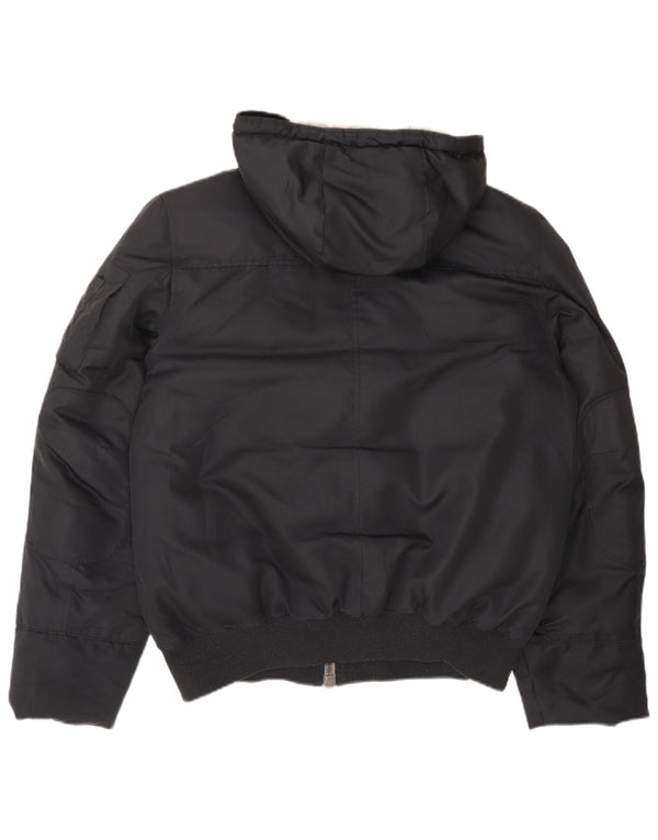 Jaqueta masculina acolchoada com capuz Benetton IT 54 2XL poliéster preto