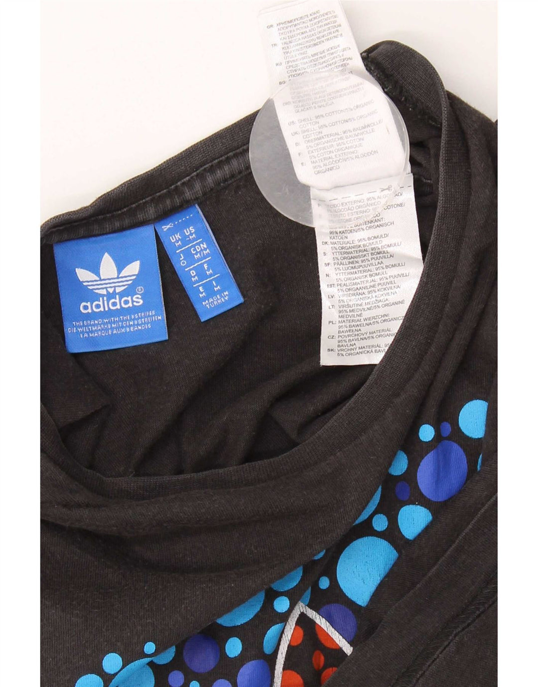 Adidas Mens Graphic T-Shirt Top Médio Algodão Preto