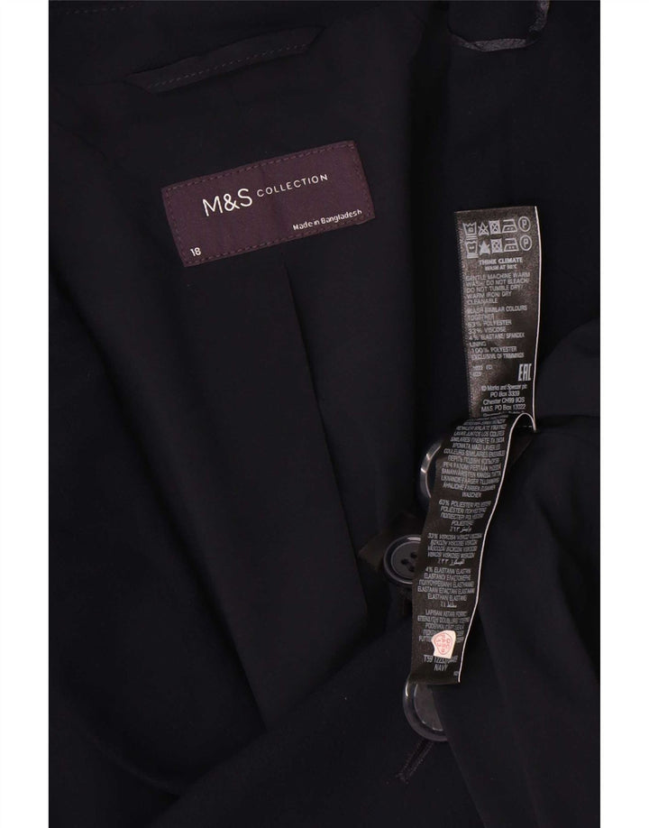 Jaqueta blazer feminina Marks & Spencer com 1 botão Reino Unido 18 XL azul marinho poliéster