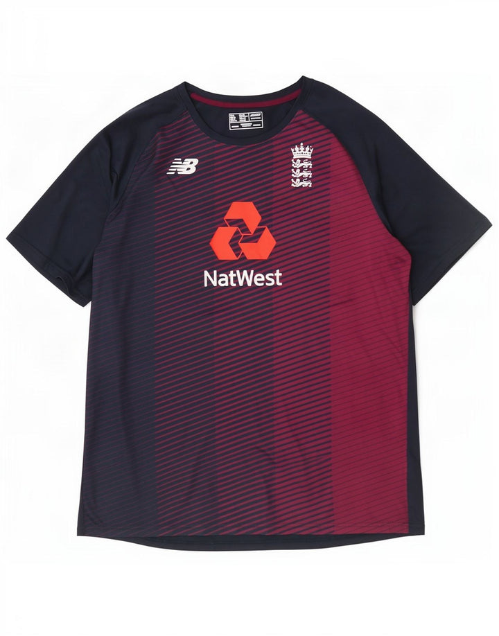 Camiseta gráfica masculina New Balance XL azul marinho poliéster