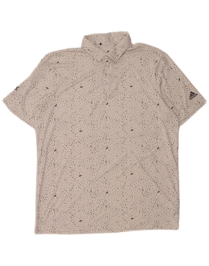 Camisa polo masculina Adidas grande poliéster manchado branco