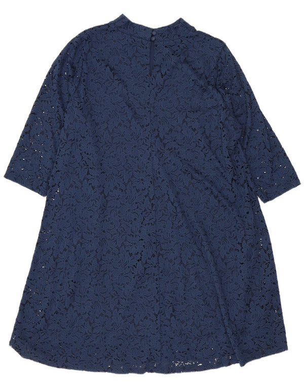 Vestido feminino Marks & Spencer manga 3/4 linha A UK 20 2XL azul marinho floral