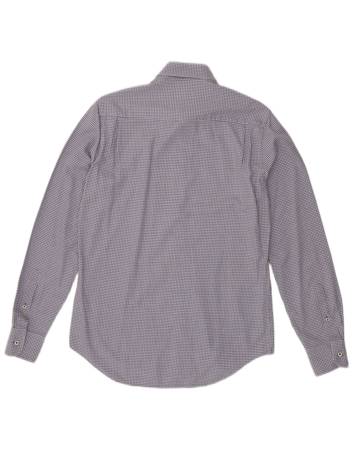 Camisa masculina slim fit ZARA algodão guingão azul médio