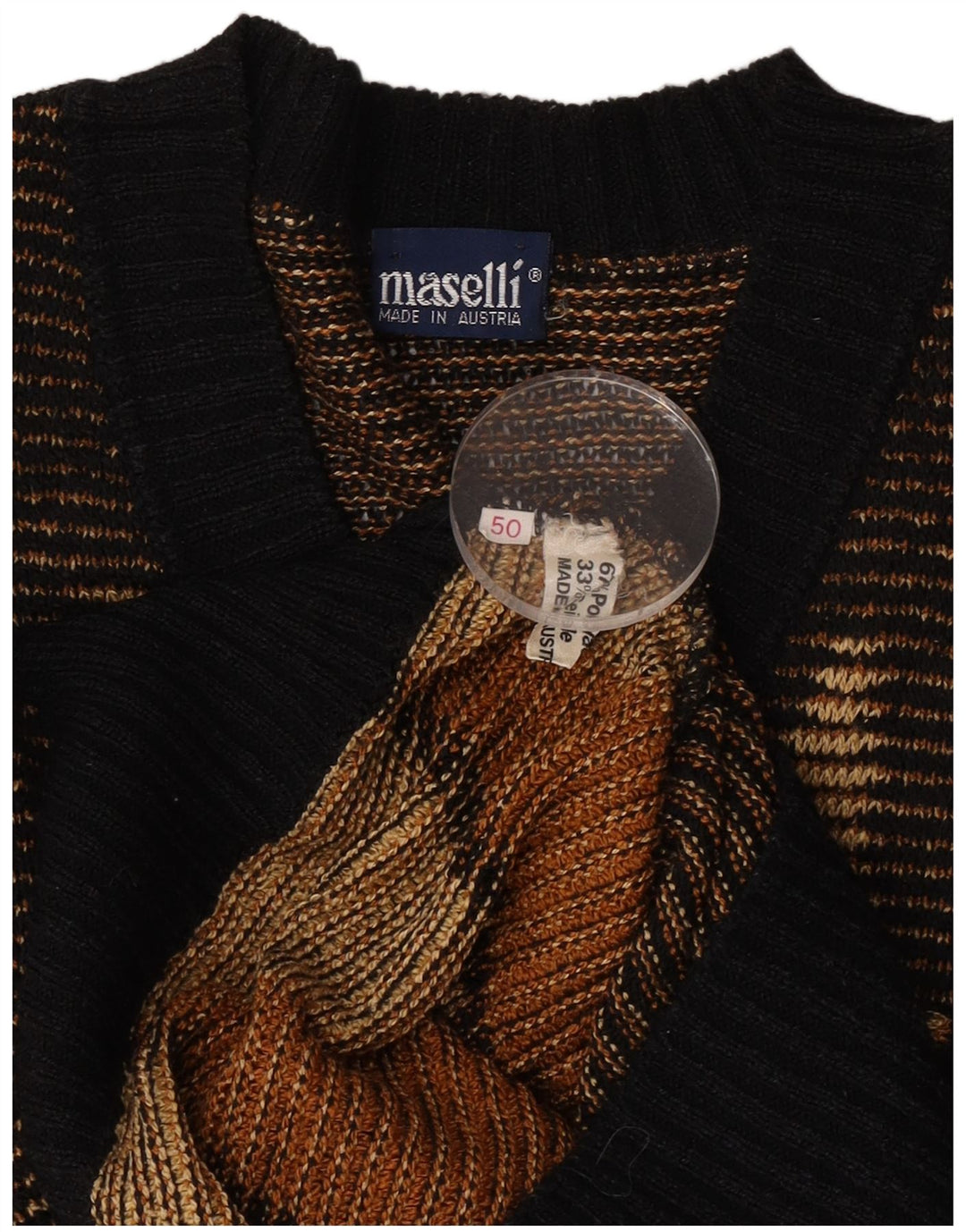 Suéter masculino Maselli com decote em V EU 50 médio marrom Argyle/Diamante