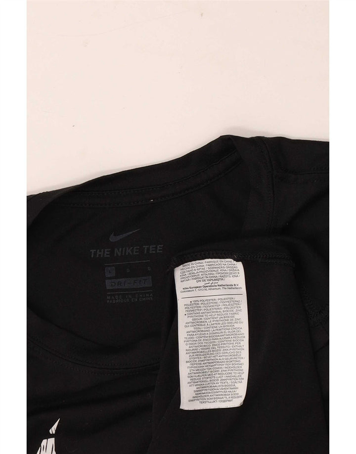 Camiseta feminina Nike Dri Fit Regular com estampa gráfica UK 16 grande poliéster preto