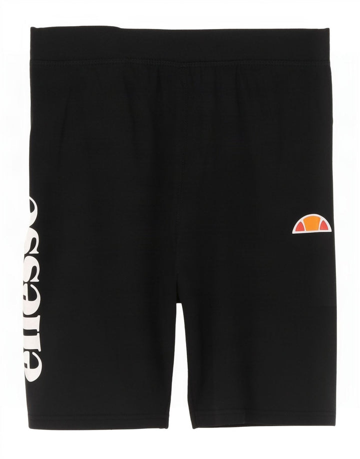 Shorts esportivos gráficos femininos Ellesse UK 12 algodão preto médio