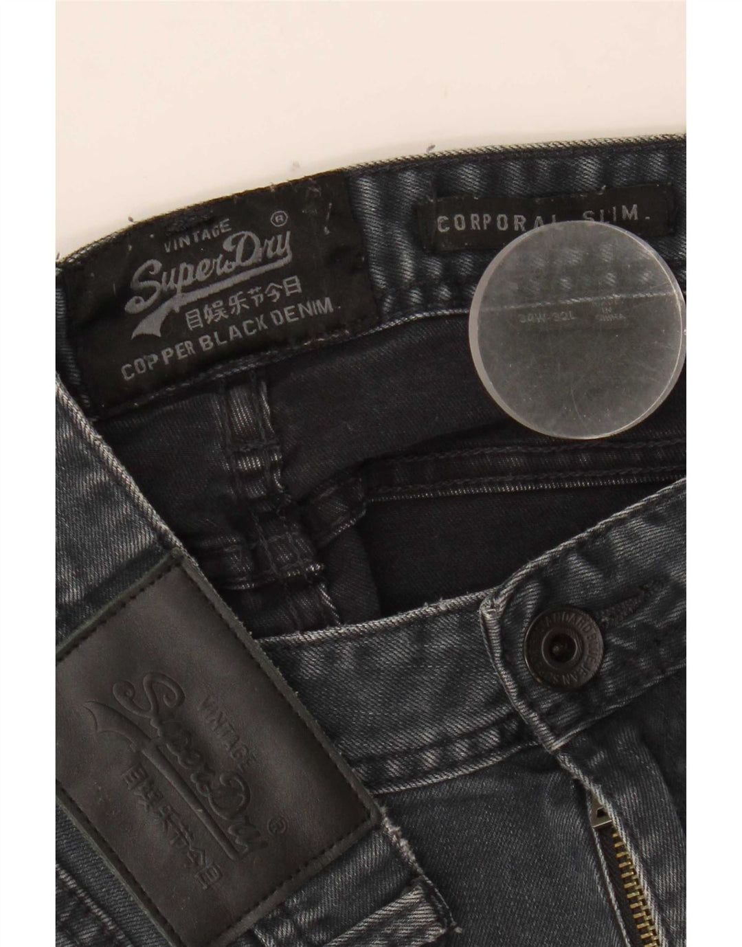 Superdry Mens Corporal Slim Jeans W34 L32 Azul Marinho Algodão