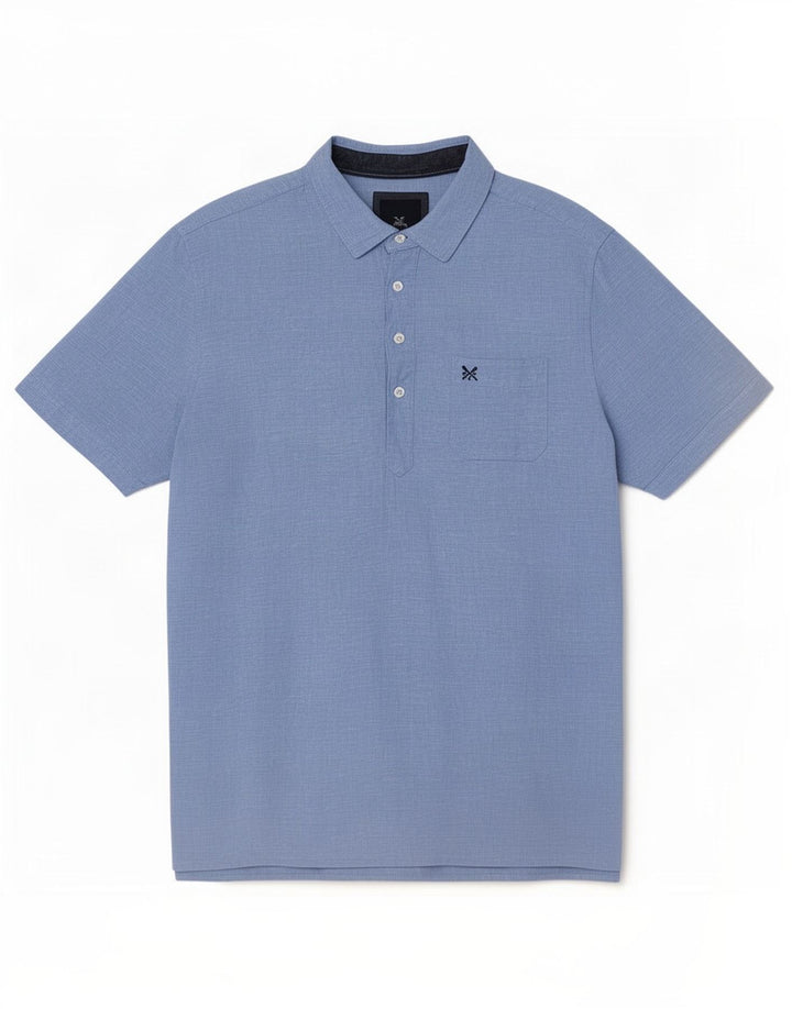 Crew Clothing Mens Camisa Pulôver de Manga Curta XL Linho Azul