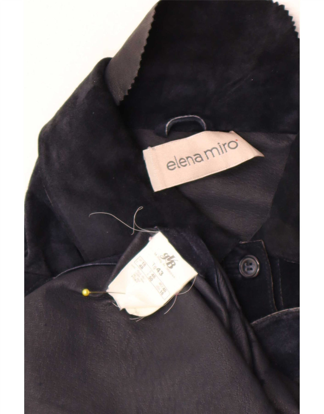 Jaqueta feminina de camurça ELENA MIRO UK 18 XL couro azul marinho