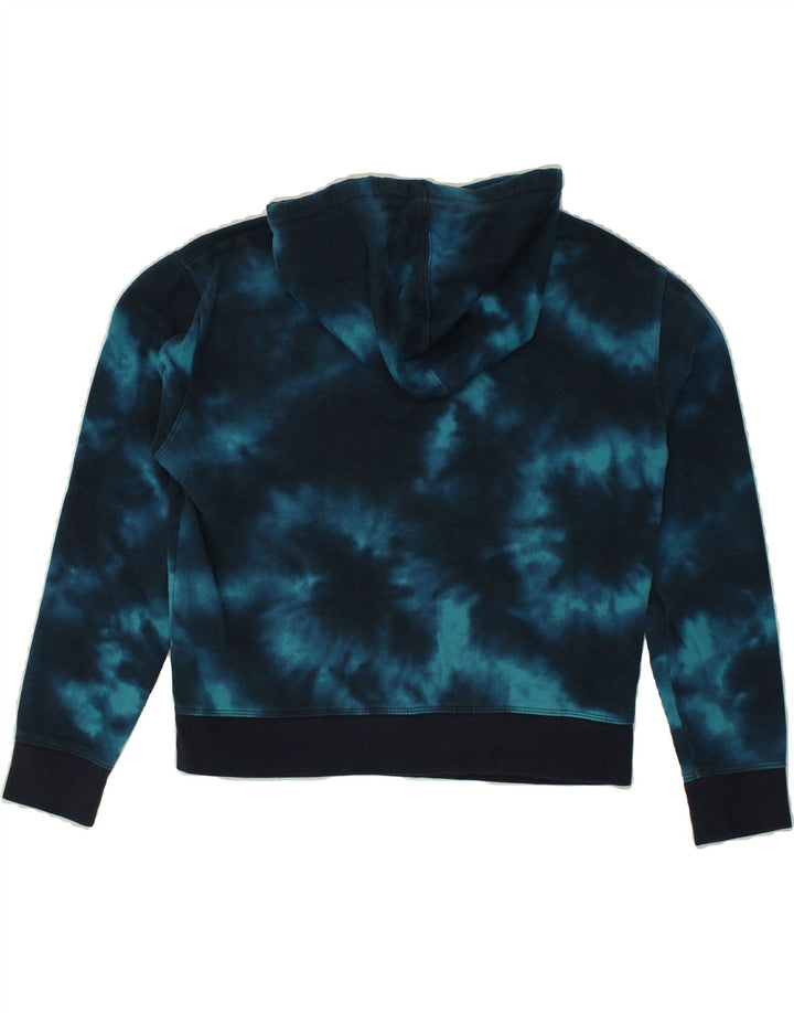 CHAMPION Womens Hoodie Jumper UK 14 Medium Blue Tie Dye Cotton | Vintage Champion | Thrift | Second-Hand Champion | Used Clothing | Messina Hembry 