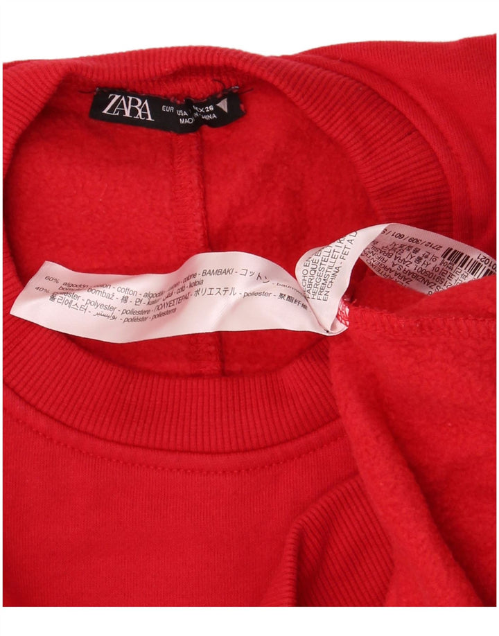 Zara moletom feminino oversized jumper UK 10 pequeno algodão vermelho