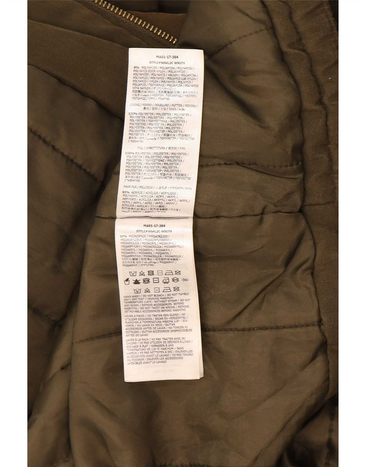 Jaqueta feminina Parka com capuz grande Guess Reino Unido 6 XS cáqui poliéster