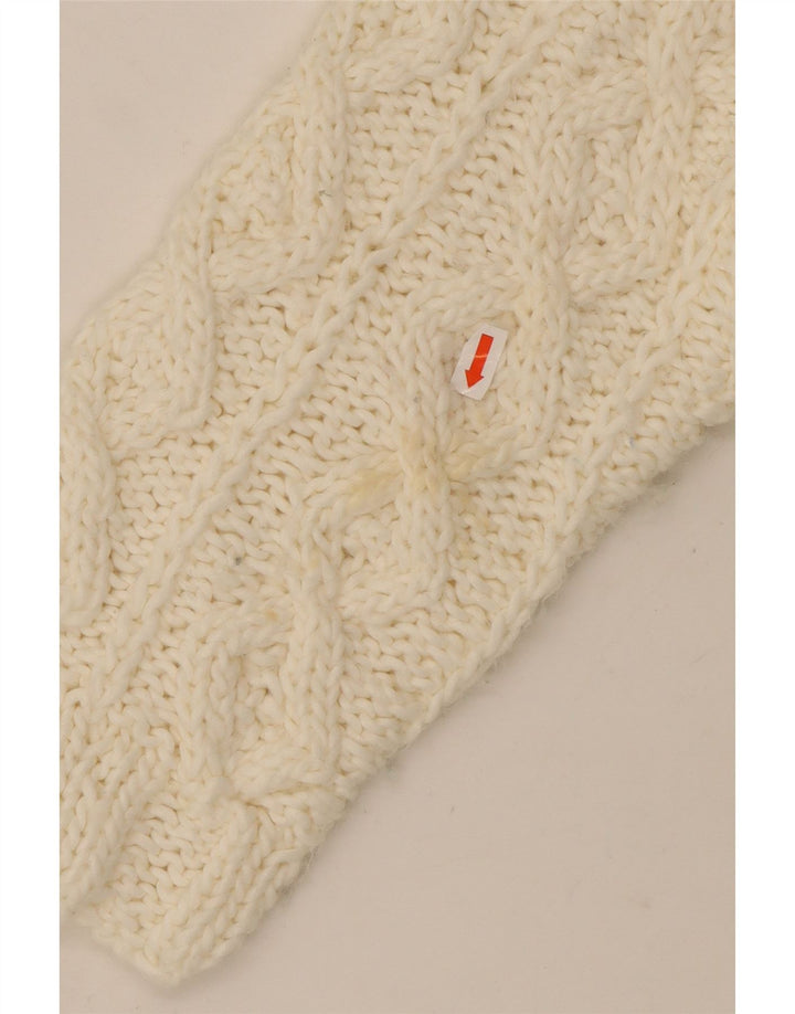 Suéter feminino VINTAGE com gola tartaruga Reino Unido 16 grande off white