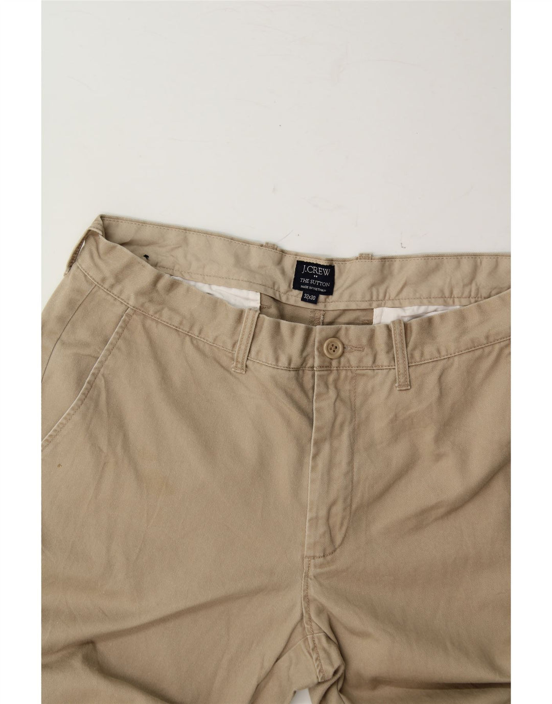 J. CREW Mens The Sutton Slim Chino Trousers W32 L30 Beige Cotton Vintage J. Crew and Second-Hand J. Crew from Messina Hembry 