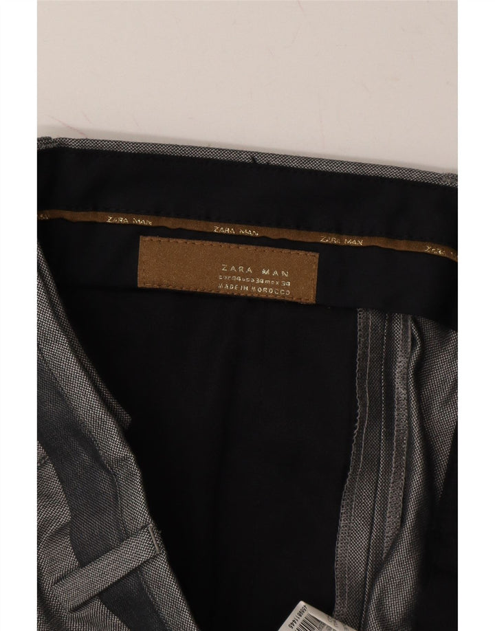 ZARA Mens Slim Suit Trousers W36 L34 Grey Cotton Vintage Zara and Second-Hand Zara from Messina Hembry 