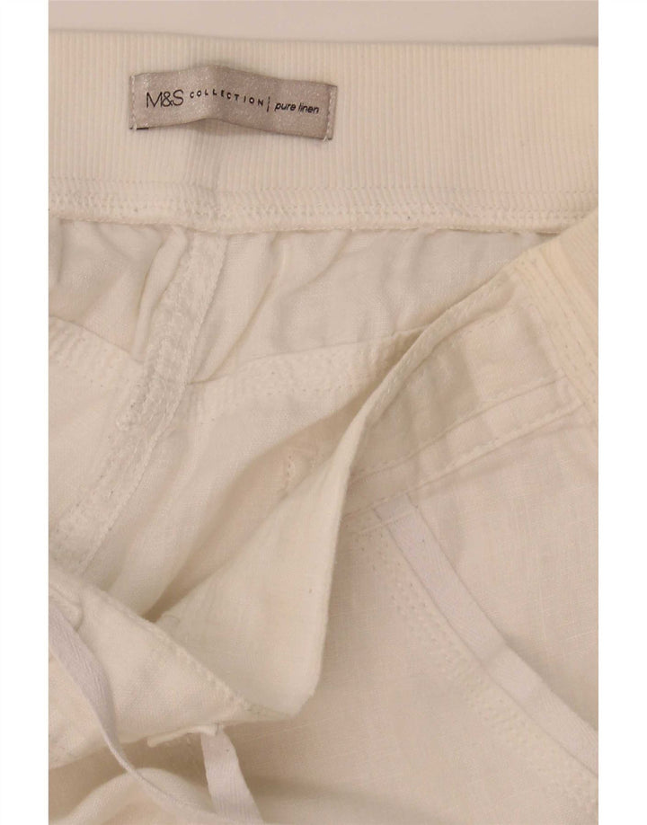 Calça capri reta feminina Marks & Spencer W32 L21 linho branco