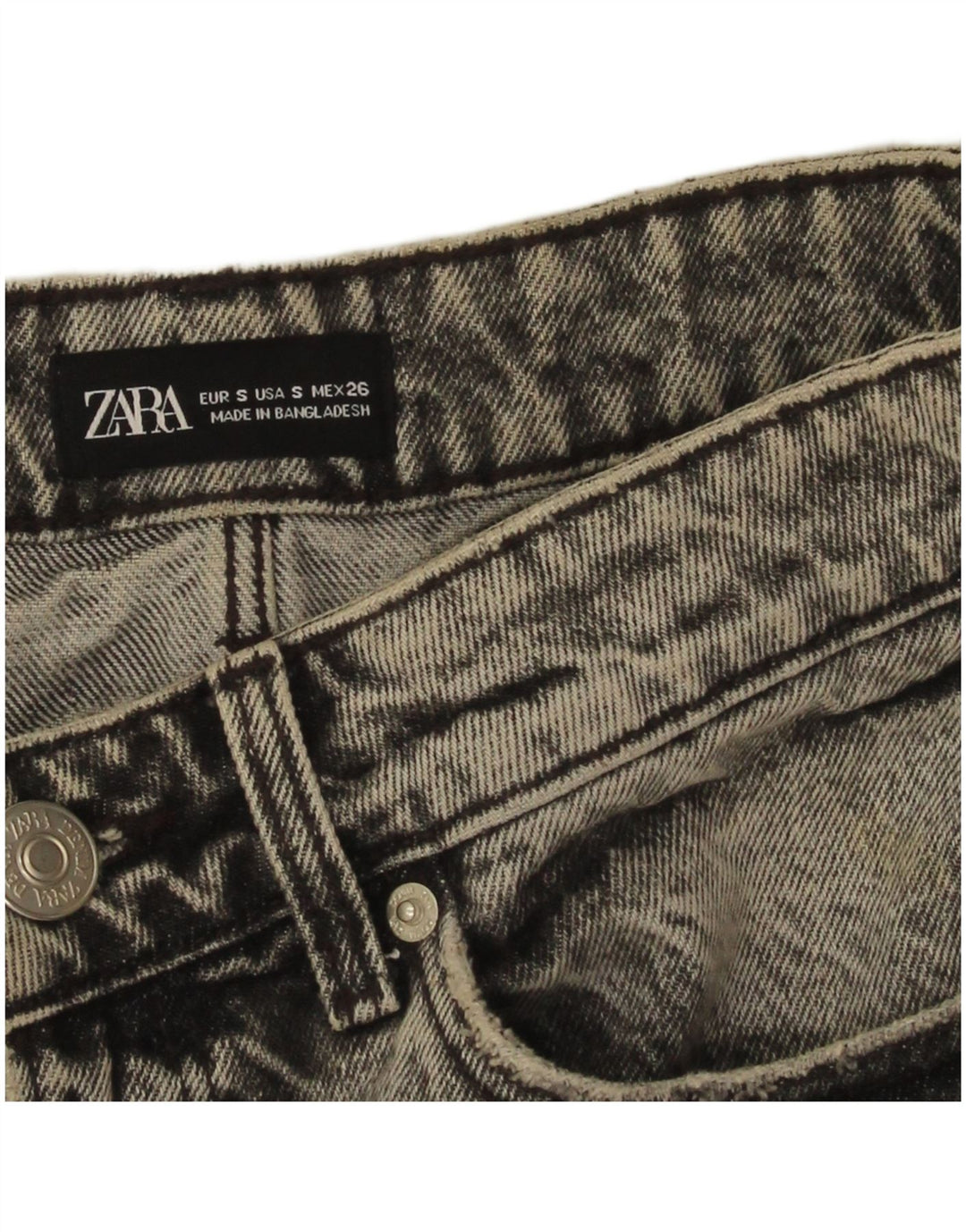 Zara Saia jeans feminina pequena W26 cinza
