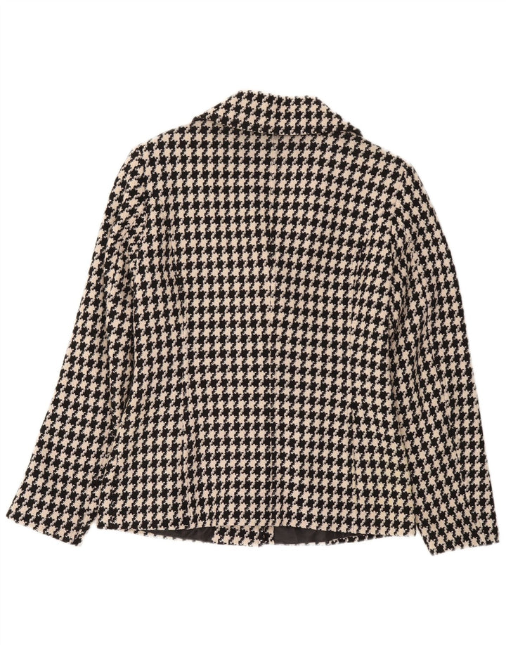 Jaqueta blazer feminina de 3 botões Conwell UK 8 pequena preta houndstooth