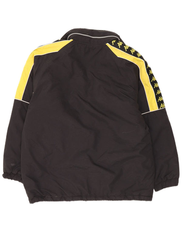 Jaqueta corta-vento com capuz gráfico Kappa Boys 15-16 anos preto colorblock