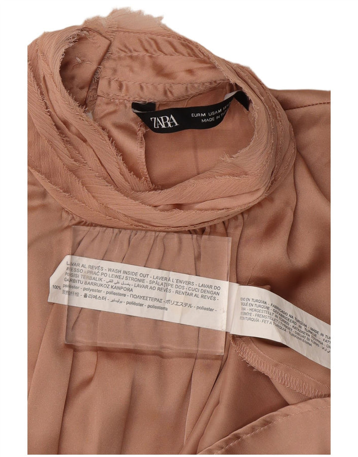 Blusa feminina sem mangas ZARA UK 12 poliéster rosa médio