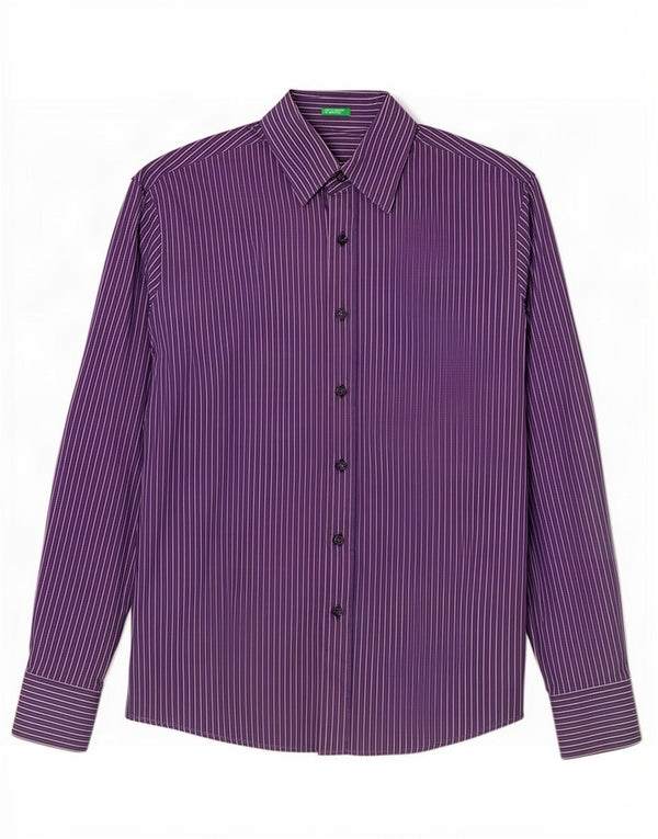 Camisa masculina Benetton média listrada azul marinho
