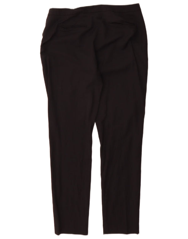 Calça feminina Reiss Slim Suit UK 10 pequena W28 L29 lã preta
