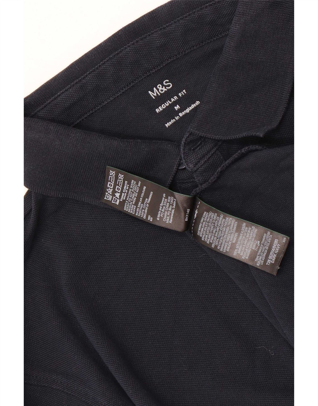 Camisa polo masculina Marks & Spencer de manga comprida regular fit azul marinho médio