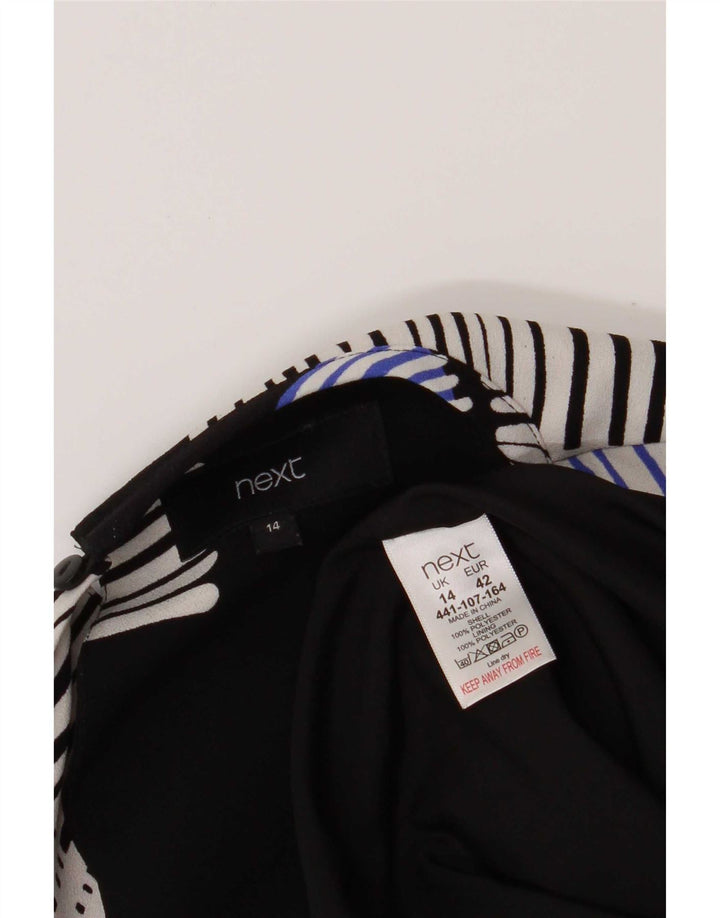 Próximo Vestido Shift Feminino UK 14 Grande Poliéster Geométrico Preto
