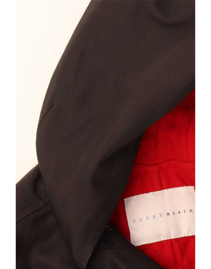 Jaqueta parka feminina Penny Black com capuz grande tamanho Reino Unido 10 pequena lã preta
