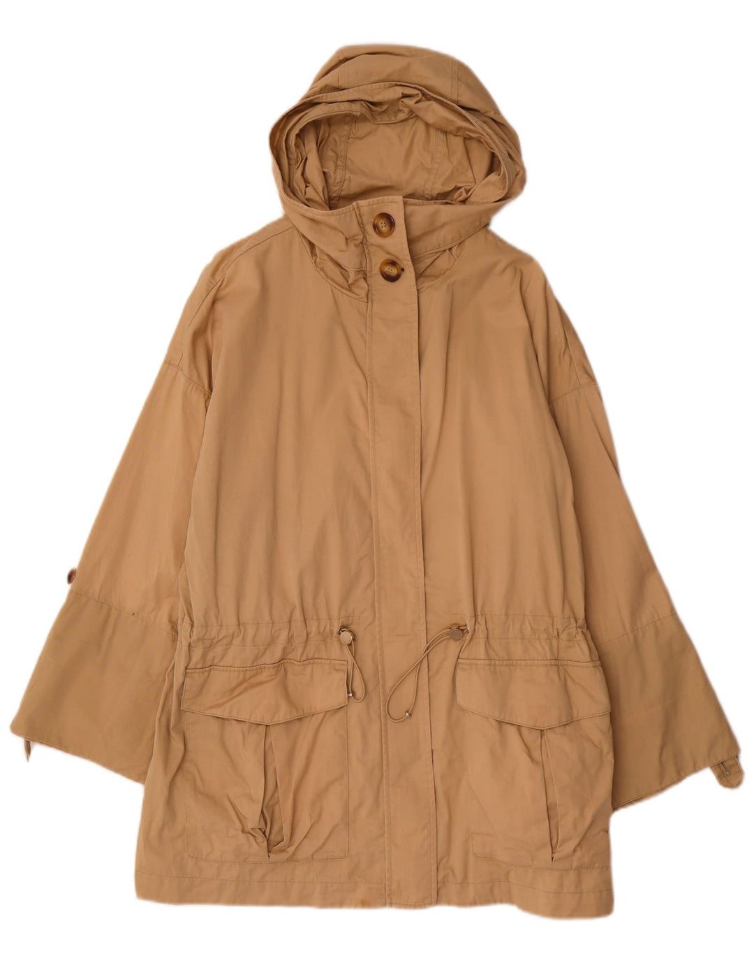 Jaqueta parka feminina com capuz MASSIMO DUTTI Reino Unido 14 algodão bege médio