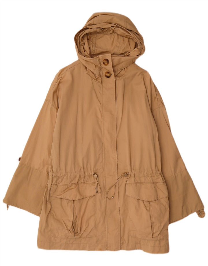 Jaqueta parka feminina com capuz MASSIMO DUTTI Reino Unido 14 algodão bege médio