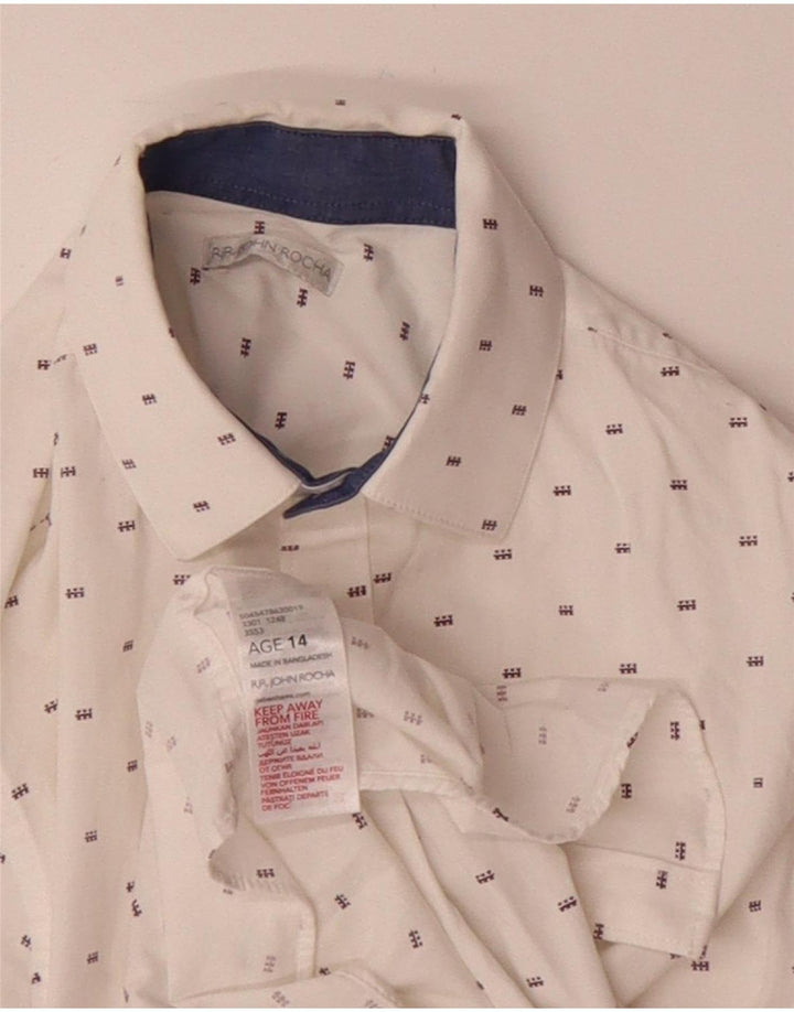 Camisa masculina JOHN ROCHA 13-14 anos algodão manchado branco