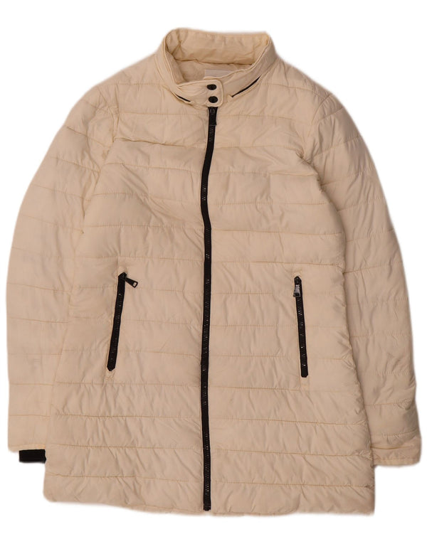 Casaco acolchoado feminino Zara UK 10 pequeno poliéster branco